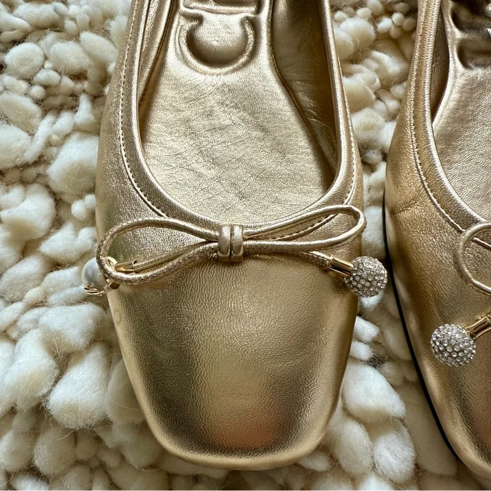Jimmy Choo Elme Metallic Leather Ballet Flats - Picture 4 of 10
